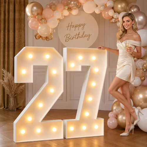 Vista 94 de imprsv Letras iluminadas grandes de 3 pies, letras iluminadas de marquesina para fiesta de cumpleaños (3 pies, letra y )