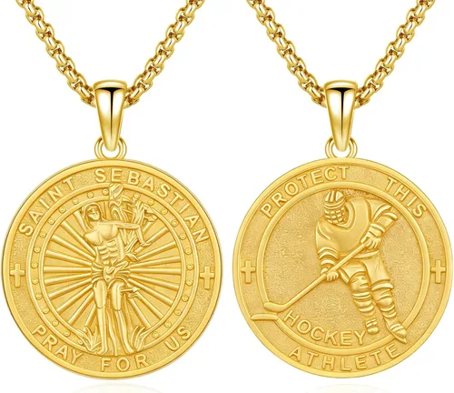 Vista 66 de 925 Sterling Silver Patron Saint Amulet Necklace for Men Women plateado
