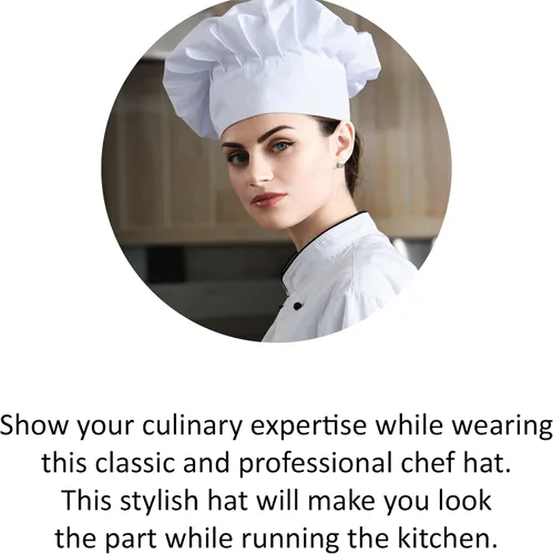 Vista 3 de Sombrero de chef personalizado - Nombre personalizado - Color - Fuente - Hilo