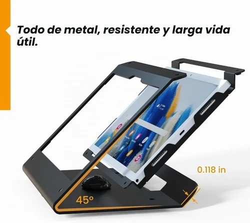 Vista 5 de Soporte para tableta compatible con Samsung Galaxy Tab A8 - Acero resistente con base giratoria de 360° con bloqueo de cable antirrobo BSC102BG