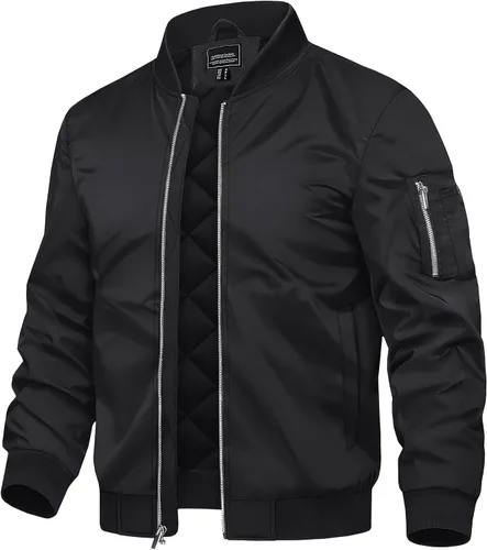 Vista 12 de TACVASEN Chaquetas bomber para hombre, chaqueta acolchada térmica, resistente al agua, abrigos de invierno cálidos