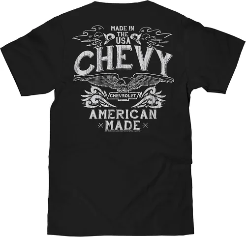 Vista 3 de Tee Luv Camiseta con logotipo de Chevrolet Faded - Chevy USA Graphic, Negro