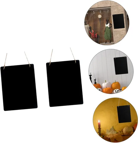 Vista 3 de Didiseaon 2 unids mini pizarra de madera DIY pizarra colgante tablero para la decoración de notas regalo