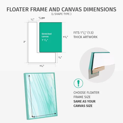Vista 4 de PIXY CANVAS Marco Flotante de 12 x 16 pulgadas para Pinturas en Lienzo de 1-1/2 (1.5) Pulgadas de Profundidad/Impresiones en Lienzo/Paneles de Negro