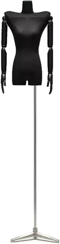 Vista 9 de Adjustable Black Female Mannequin Dress Form, 65.7-87.4 inch, Detachable Arms & Head, Size S/Small, Perfect for Jewelry Display & Fashion Retail