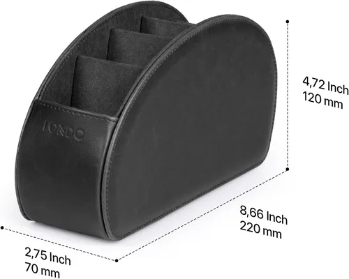 Vista 5 de Otto porta control remoto con 5 bolsillos para DVD, Blu-Ray, TV, Roku o Apple TV - PU piel con forro de gamuza - Delgado, living compacto o depósito
