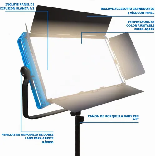 Vista 2 de Dracast Kala Plus Series 2000 Luz de video LED bicolor Ajustable 3200K - 5600K Control de aplicación Regulable 0-100% CRI y TLCI 96+ Placa