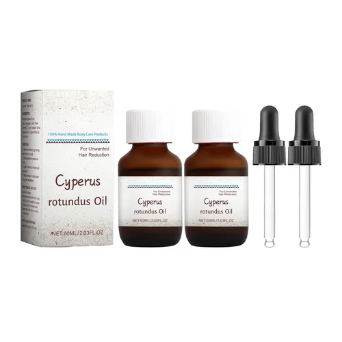 Cyperus Rotundus Aceite para depilación, aceite Cyperus Rotundus natural con gotero, reduce el crecimiento del vello corporal (2 unidades)