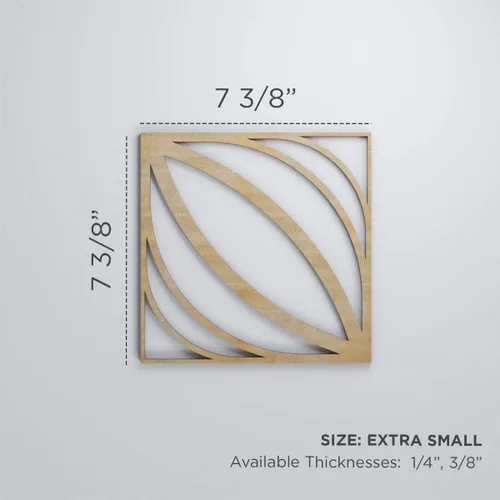 Vista 2 de 7 3/8"W X 7 3/8"H Extra Pequeña Otis Decorativos Paneles De Pared De Madera De Calado, Hickory