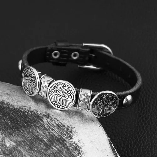 Vista 2 de HZMAN Pulseras vikingas trenzadas de cuero para hombres y niños, estilo nórdico, vintage, árbol de la vida, pulsera de talismán, regalo de joyería