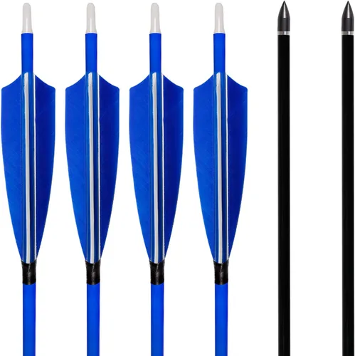 Vista 5 de 31Inch Carbon Arrows, Targeting Practice Hunting Arrow, Turkey Feather Fletching Arrow, with Removable Tips and nocks for Recurve & Compound Bow