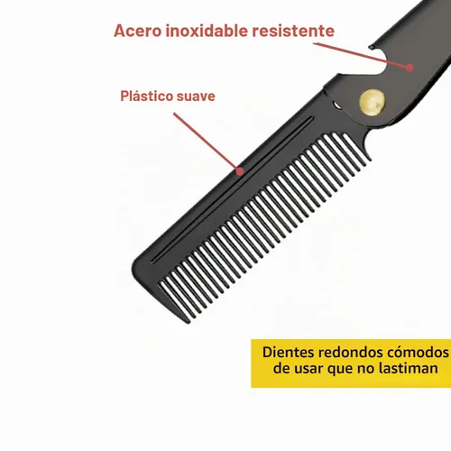 Vista 4 de Avenoir - Peine plegable de acero inoxidable, color negro Para hombres y mujeres, tamaño de viaje compacto, acero inoxidable duradero, dientes