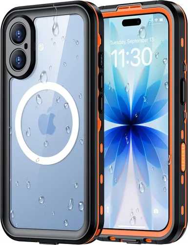Vista 40 de Red2Fire Funda impermeable para iPhone 16, protector de pantalla integrado y protector de cámara, compatible con MagSafe, cuerpo completo a prueba
