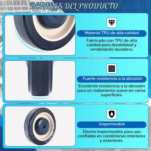 Vista 3 de Repuesto de ruedas para carrito de compras, paquete de 4 ruedas para carrito de compras, ruedas de carrito de compras de 5 pulgadas de diámetro
