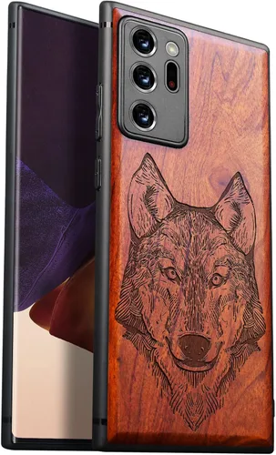 Vista 11 de Carveit Funda de madera para Galaxy Note20 Ultra [madera real dura y TPU suave negro] funda protectora de madera única compatible con Samsung Note20
