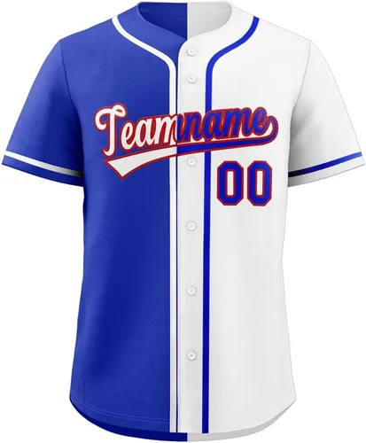Vista 33 de Camiseta de béisbol dividida personalizada con botones y número de nombre cosido personalizado para hombres/mujeres/niños