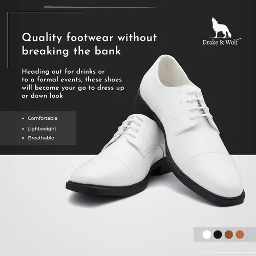 Vista 2 de Drake & Wolf Handmade Mens Oxford Shoes - Mens Dress Shoes - Classic Manmade Microfiber Leather Oxfords for Men Casual Dress Shoes - Comfortable