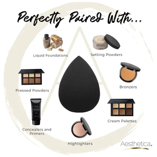 Vista 5 de Esponja aplicadora de maquillaje Aesthetica, sin látex y vegana, para polvo, crema o líquidos, una pieza