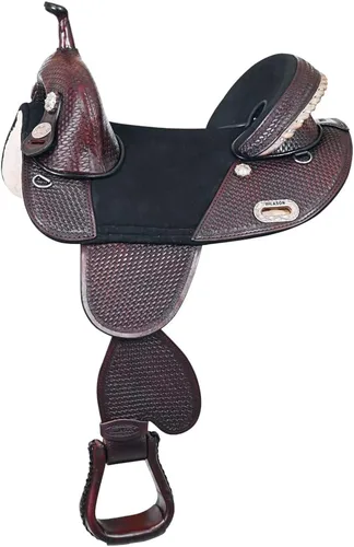 Vista 11 de HILASON Western Horse Trail Barrel Racing American Leather Saddle Treeless for Horses Negro