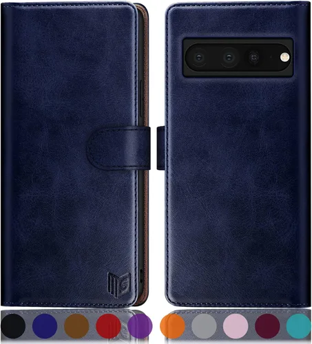 Vista 15 de SUANPOT Funda tipo cartera para Google Pixel 7 Pro 5G con bloqueo RFID, tarjetero de crédito, funda protectora de piel sintética con tapa para Negro
