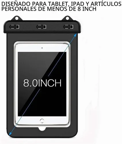 Vista 8 de Funda impermeable para tablet de 8 pulgadas, bolsa seca con cordón para iPad mini 2019/4/3/2, Galaxy Tab A / S2 / Tab E 8.0", ASUS ZenPad, Fire HD