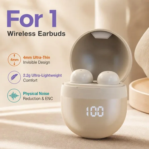 Vista 2 de Mini auriculares invisibles inalámbricos Bluetooth, auriculares para Dorado