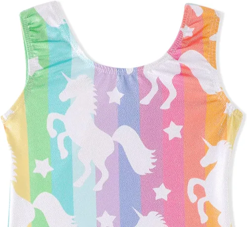 Vista 5 de EQSJIU Leotardos de gimnasia con falda para niñas, tutú de ballet, vestido de danza, leopardo, sirena, unicornio, falda de gimnasia