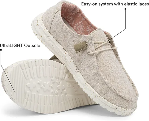 Vista 4 de Hey Dude - Mocasines Wendy de tela chambray para mujer