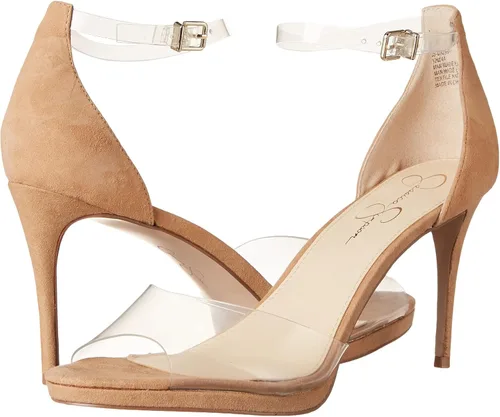 Vista 11 de Jessica Simpson Sandalias de tacón alto Daisile Peep Toe para mujer Gamuza de almendra/Tpu