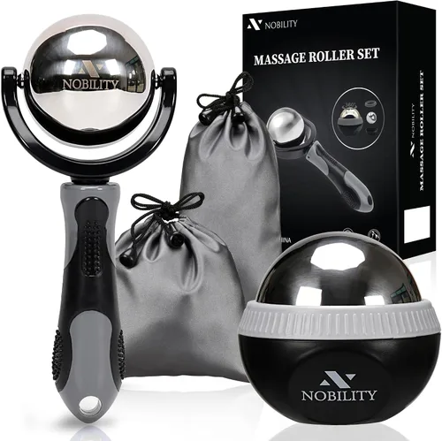Vista 8 de Nobility Rodillo de bola de masaje: frío y caliente para el tejido profundo y el dolor muscular para aliviar la rigidez y el estrés, cuerpo, cuello
