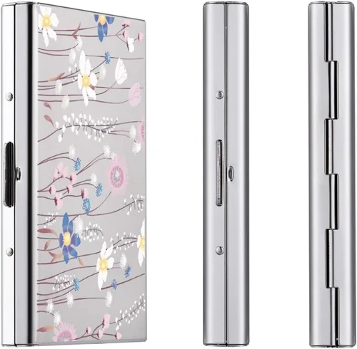 Vista 21 de BONSYL® Soporte para tarjetas de crédito, cartera delgada de metal con bloqueo RFID, con 6 ranuras para tarjetas, para mujeres y hombres.