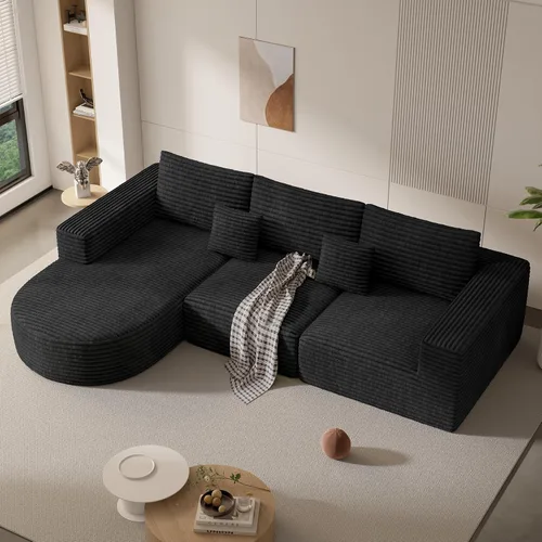 Vista 8 de Sofá modular modular de 110 pulgadas, sofás de nube para sala de estar, sofá en forma de L con asiento profundo, sofá deshuesado con diván, no Gris