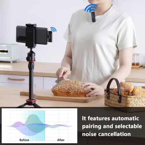 Vista 3 de Saramonic Micrófono inalámbrico para Android, Blink GO-U2 Micrófono inalámbrico Lavalier con cancelación de ruido para dispositivos