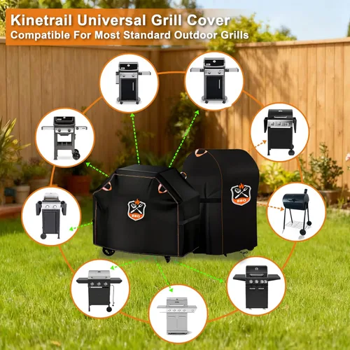 Vista 7 de Funda universal para parrilla de 48 pulgadas para parrilla al aire libre, impermeable, resistente a la intemperie, resistente a la decoloración