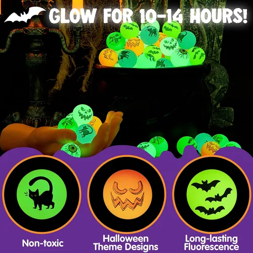 Vista 3 de JOYIN - 72 bolas hinchables de Halloween, bolas que brillan en la oscuridad, globos oculares para decoraciones de fiesta de Halloween, rellenos