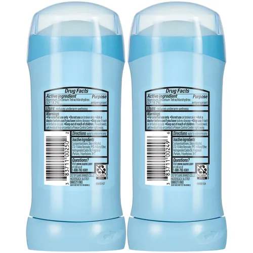 Vista 9 de Suave Desodorante antitranspirante para mujer, variedad fresca y en polvo, paquete de 2 unidades, barras sólidas invisibles antimanchas, sin talco