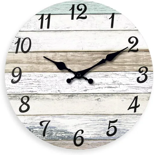 Vista 15 de XNM Reloj de pared redondo para cocina, funciona con pilas, reloj de pared rústico de 10 pulgadas con flores azules, reloj de pared silencioso