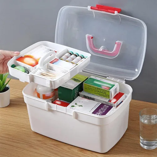 Vista 2 de Eforcase Organizador de almacenamiento – Caja de plástico para primeros auxilios – Kit de emergencia familiar organizador de almacenamiento