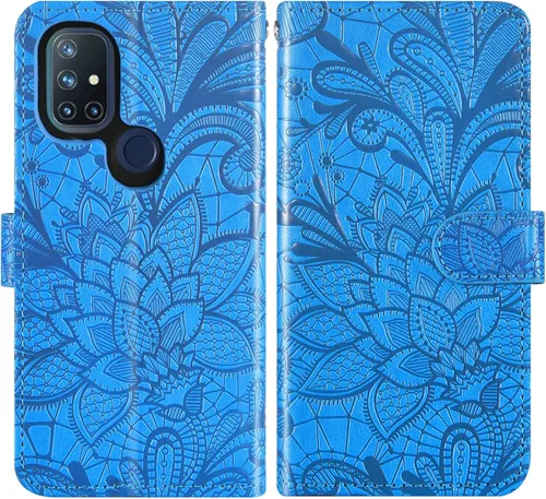 Vista 5 de Asuwish Funda de teléfono para OnePlus Nord N10 5G con protector de pantalla de vidrio templado y funda de cartera de encaje, soporte para tarjetas