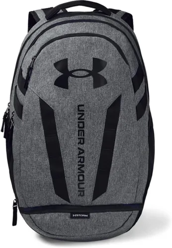 Vista 23 de Under Armour Mochila Hustle 5.0 unisex (004) negro / negro jaspeado medio / brillo dorado metálico