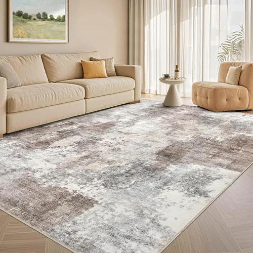 Vista 42 de Tortania Alfombra redonda lavable de 5 pies para sala de estar: Alfombra moderna abstracta neutra grande suave y delgada – Alfombra antideslizante