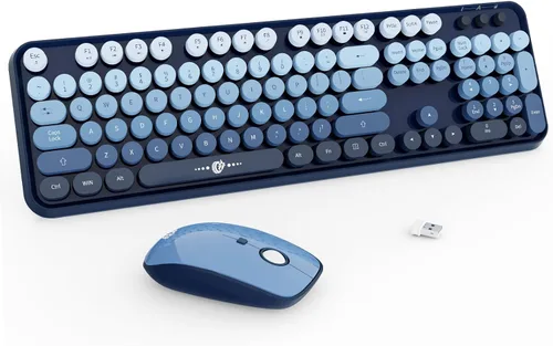 Vista 8 de FOPETT Juego de teclado y mouse inalámbricos de 2.4 GHz con botón de interruptor, teclado de tamaño completo, compatible