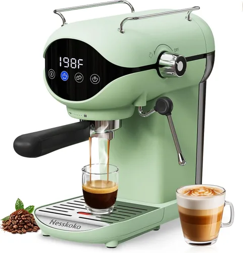 Vista 4 de Espresso Machine with Steam Milk Frother Semi Automatic 20 Bar Compact Black with Toggle Switch for home Cafetera Espresso, Latte, Cappuccino