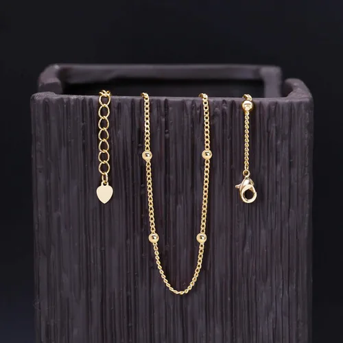 Vista 4 de Gargantilla de oro de 18 quilates, joyería delicada para mujeres de 16 pulgadas, con dije, cadena de eslabones
