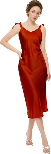Vista 2 de Vestido de seda para mujer, sexy, elegante y lujoso, vestido formal de seda de morera