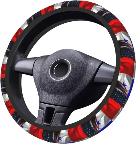 Vista 5 de Funda para volante con bandera de Panamá y bandera panameña para hombres y mujeres, antideslizante, elástica, gruesa, ajuste universal de 15 pulgadas