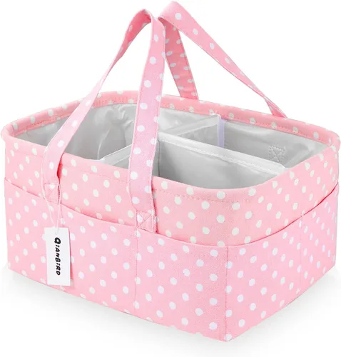 Vista 7 de Organizador de pañales para bebé Cesta de almacenamiento para regalos de baby shower para niña o niño Portátil Grande Porta pañales para cambiador
