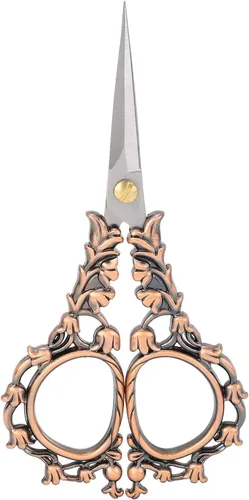Vista 5 de Tijeras de bordado de costura de diseño europeo vintage antiguo para costura de tela - Bronce H (bronce antiguo)
