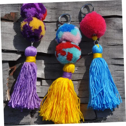 Vista 5 de AOKWAWALIY 2pcs tassel keychain fluffy keychain backpack keychains Funny Key Chain Tassels Keyring Tassels Keychain
