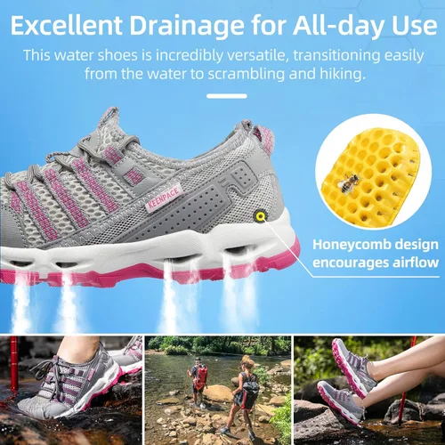Vista 5 de Zapatos de senderismo acuático para mujer, para verano, deportes al aire libre, río, playa, anfibios, aeróbicos, natación, senderismo, senderismo